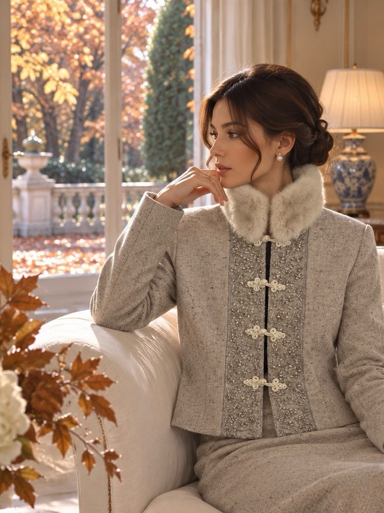 Jodi Jackets & Blazers - JODI Wool Alpaca Cashmere Embellished Fur Collar Jacket Size 4